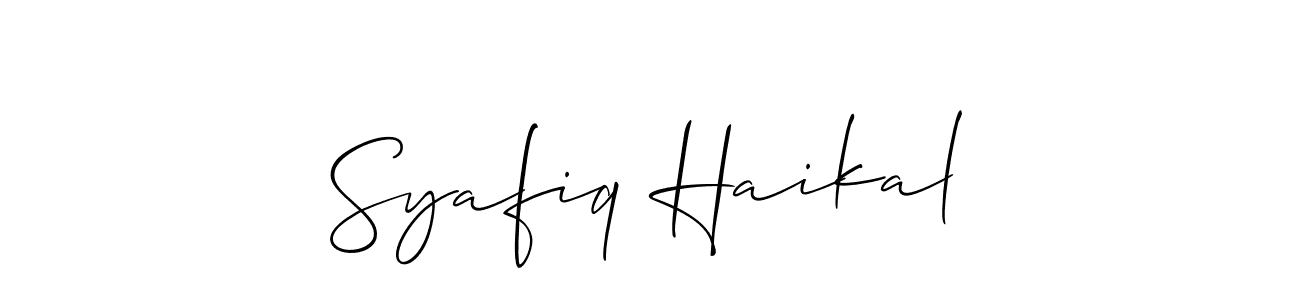 You should practise on your own different ways (Allison_Script) to write your name (Syafiq Haikal) in signature. don't let someone else do it for you. Syafiq Haikal signature style 2 images and pictures png